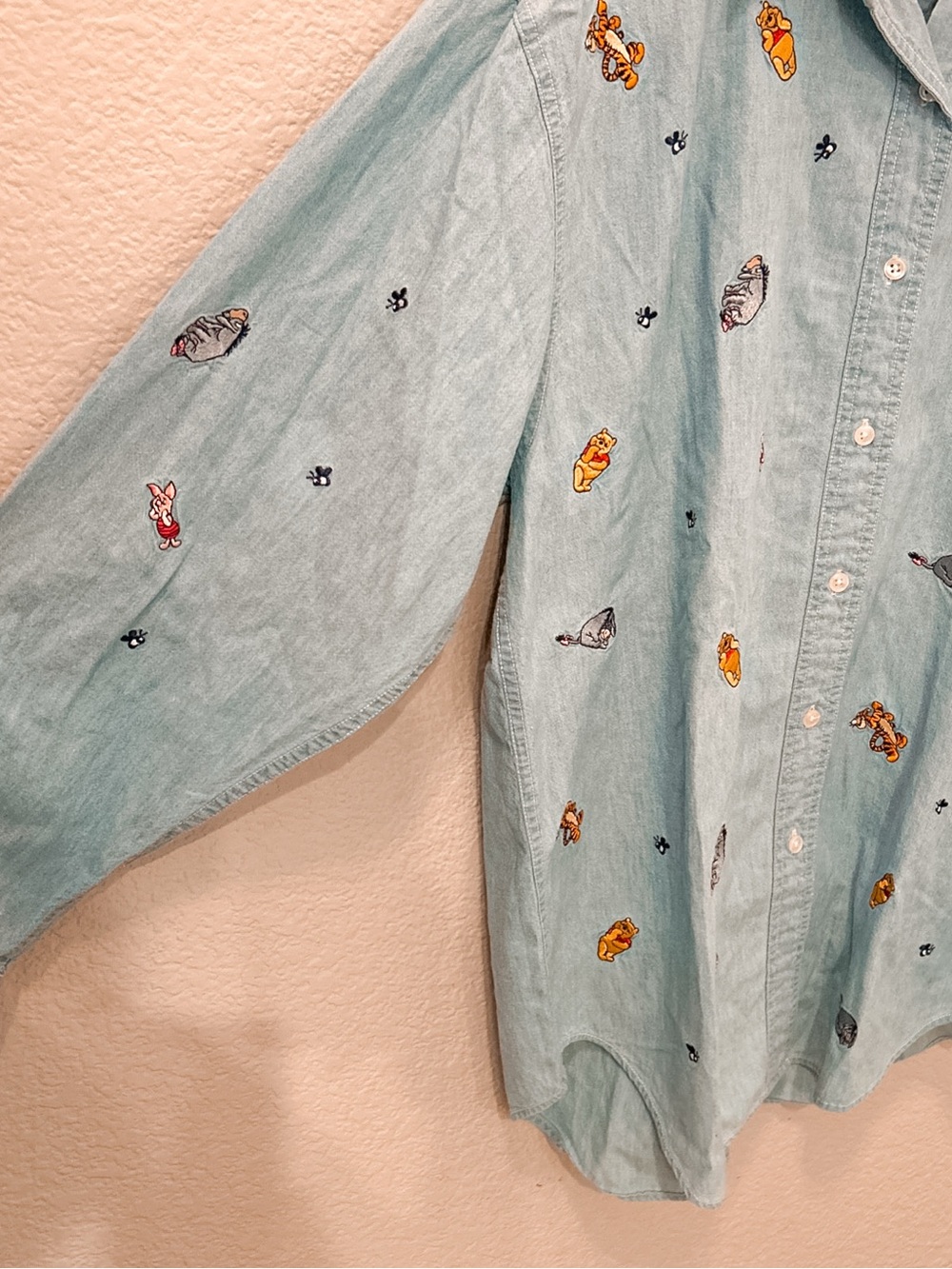 Vintage Disney Denim 100% Cotton Button Down Shirt XLarge Winnie The Pooh Womens - Picture 14 of 14